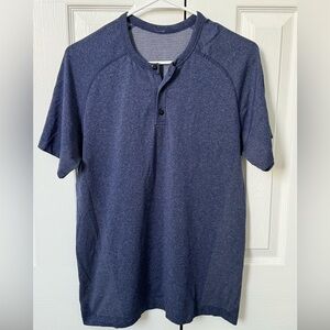 Lululemon Metal Vent Tech Short Sleeve Henley Navy Blue Size Large L Activewear